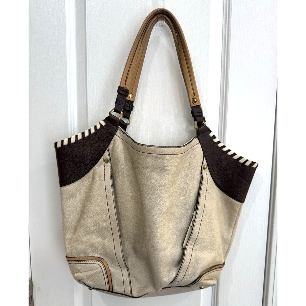 orYANY Pebble Leather Large Shopper Handbag Cream Hobo Shoulder Bag Tote